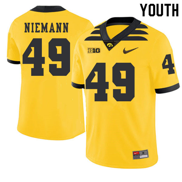 2019 Youth #49 Nick Niemann Iowa Hawkeyes College Football Alternate Jerseys Sale-Gold
